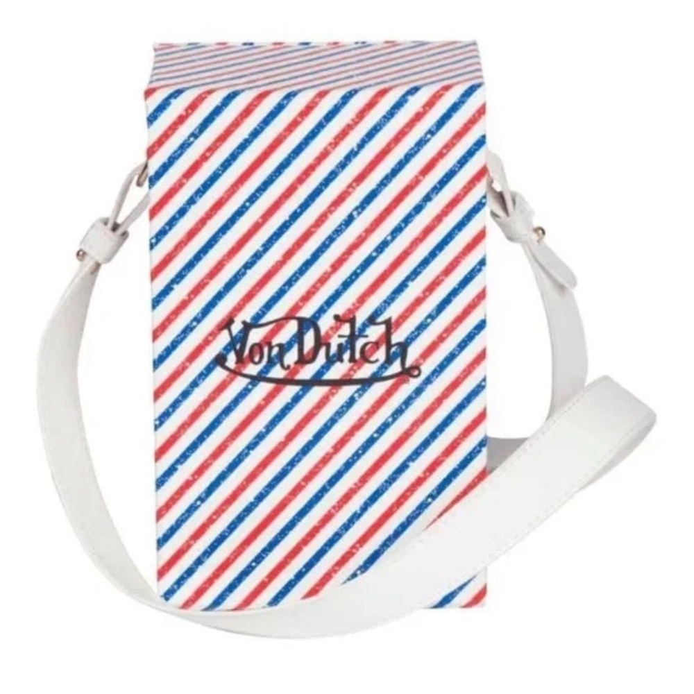 New Von Dutch BarberStripe Magnetic Cross Body Vertical Box Bag